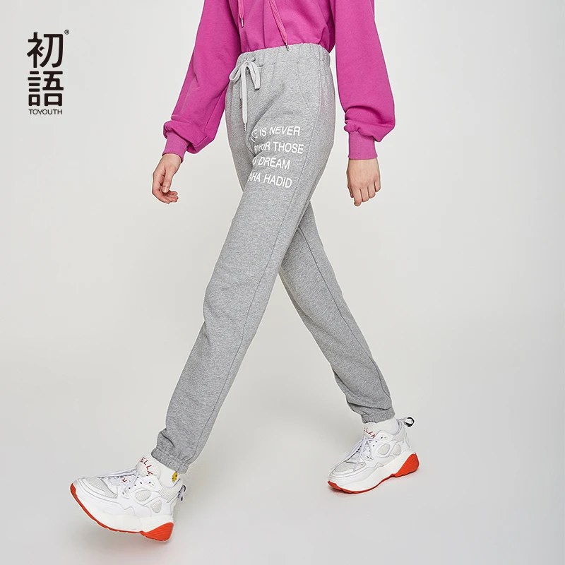 

Toyouth Letter Print Women Loose Pants Elastic Mid Waist Straight Trousers Casual Sweatpants Pantalon Joggers Autumn New 2019