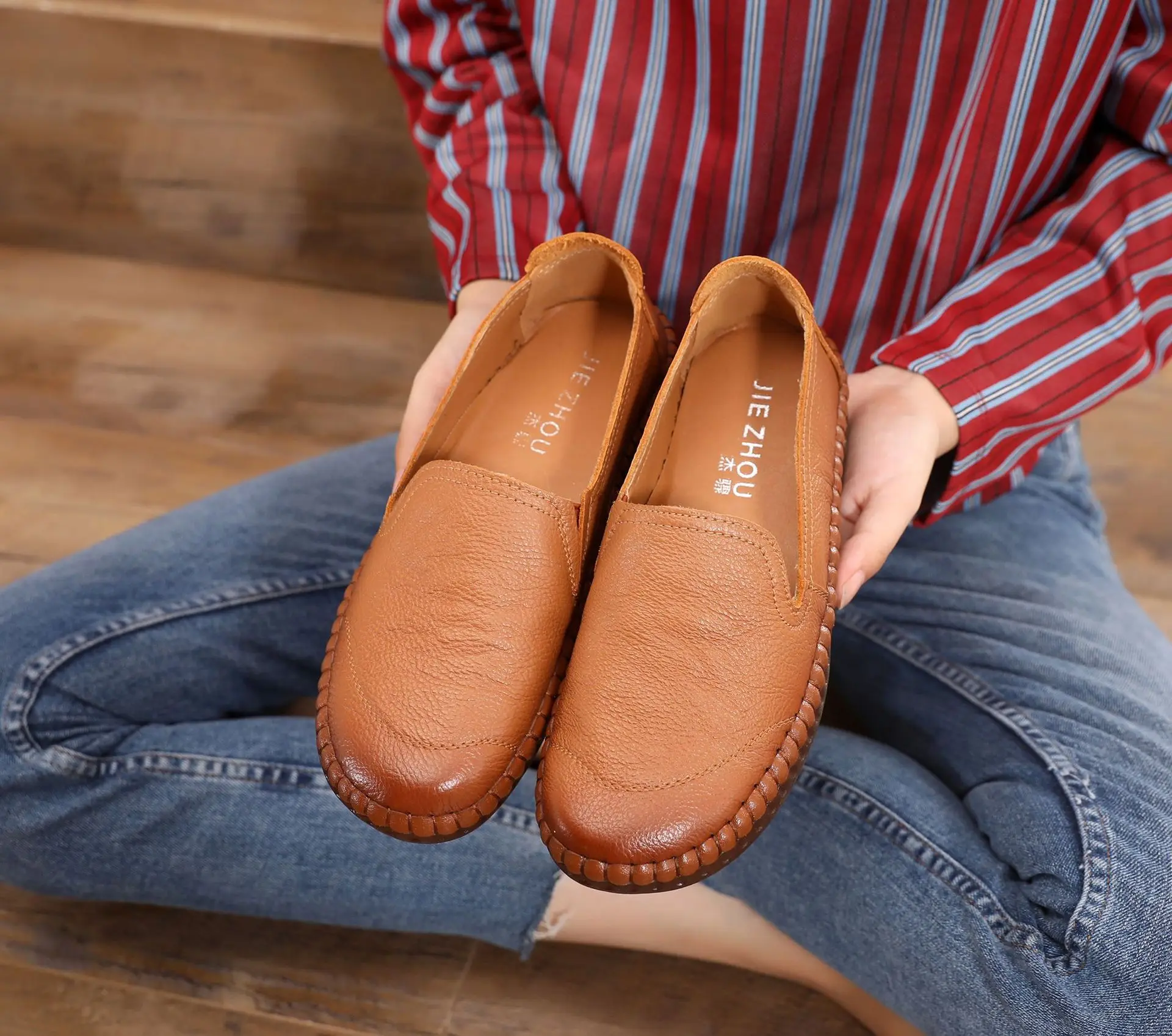 RUSHIMANA/2019 г. обувь для мамы и отдыха женская обувь на нескользящей подошве для пожилых людей обувь для вождения ручной работы Размеры 35-42