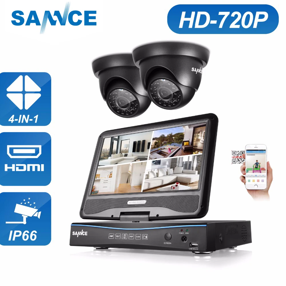 SANNCE 4 канала 720P DVR CCTV Камера Системы 2 шт. 1200TVL 720P уличная инфракрасная камера видеонаблюдения Системы комплект видеонаблюдения 1 ТБ HDD