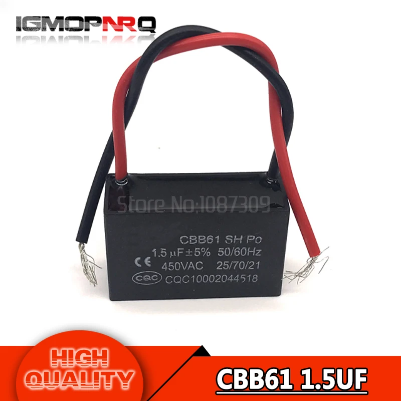 

5pcs CBB61 1.5uf starting capacitance AC Fan Capacitor igmopnrq 450V CBB Motor Run Capacitor