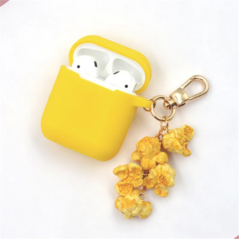 Силиконовый чехол для наушников с рисунком попкорна беспроводной Bluetooth