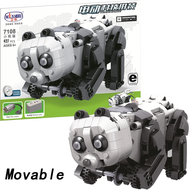 

Movable legoing Panda Technic Animal With Motor Battery Box 427pcs Building Blocks Bricks Educational DIY Toys for Children Gift