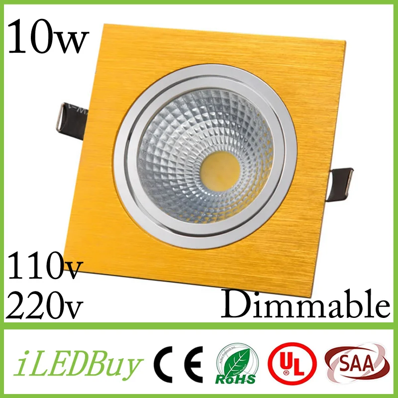 

1PCS high power aluminum led cob dimmable ceiling light AC110V-240V 10w square cob led downlight(CE&ROHS)