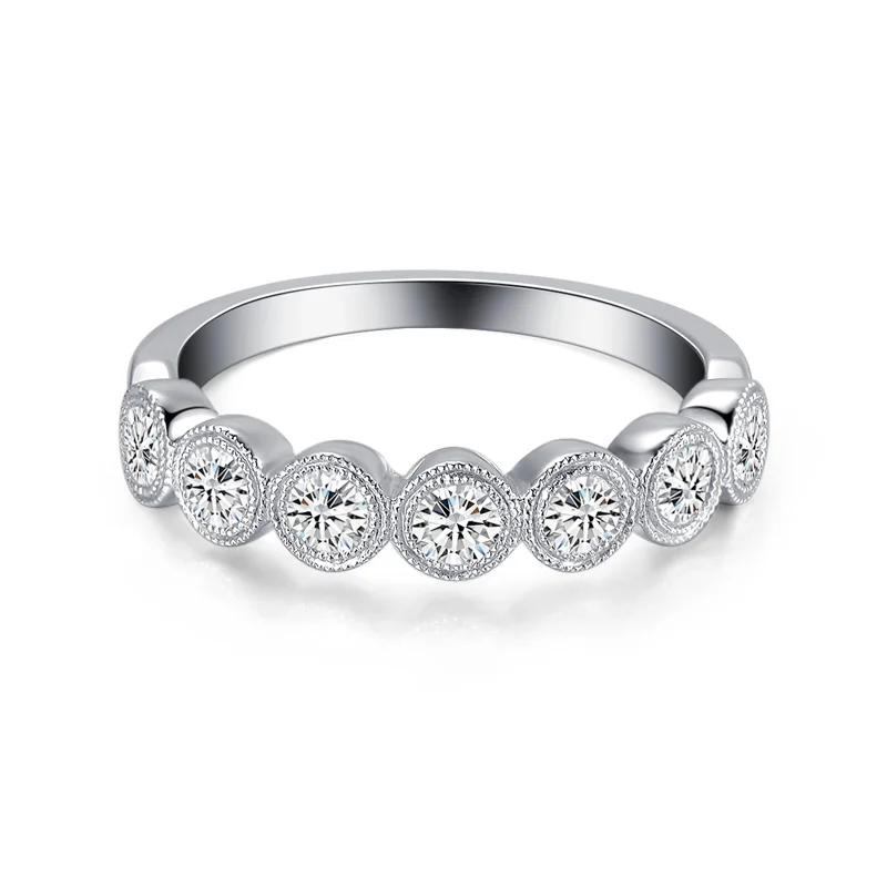 

ZHJIASHUN классическое 7-stone бриллиантовое моиссанитовое кольцо 0.7ct с круглой огранкой 14k 585, белое золото, обручальное кольцо для женщин, ювелирные изделия с бриллиантами