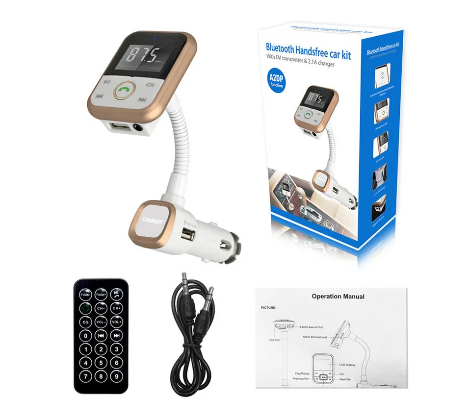 Bluetooth Wireless Car Kit LCD FM Transmitter Radio Adapter SD Slot USB Charger