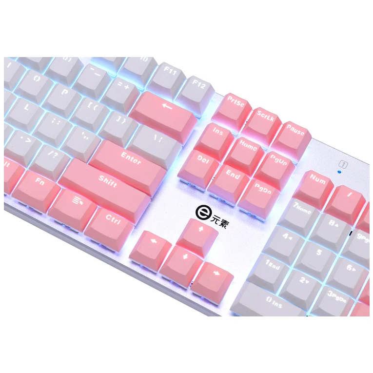 PBT клавишные колпачки для механической клавиатуры, двойная съемка, розовый, белый, комбинированная поддержка, с подсветкой, стандарт США, 104, клавишные колпачки с съемником ключей