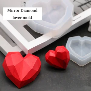 3D Алмазная Любовь Сердце Дизайн Силиконовая форма DIY Автомобильный кулон Гипсовая Штукатурка форма сердечко Алмазная форма мыла - изображение