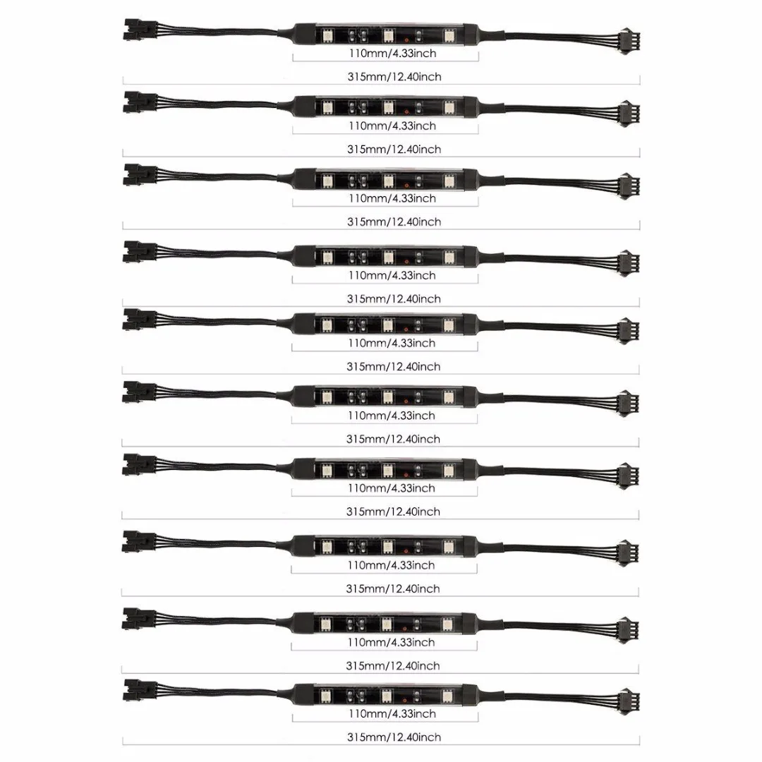 JX-LCLYL 10pcs Motorcycle RGB LED Under Glow Neon Strip Light Kit Remote Control