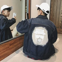 2017 autumn style new men’s head print jeans jacket trendy fashion big size men’s coat black/blue clothes outwear male cowboy
