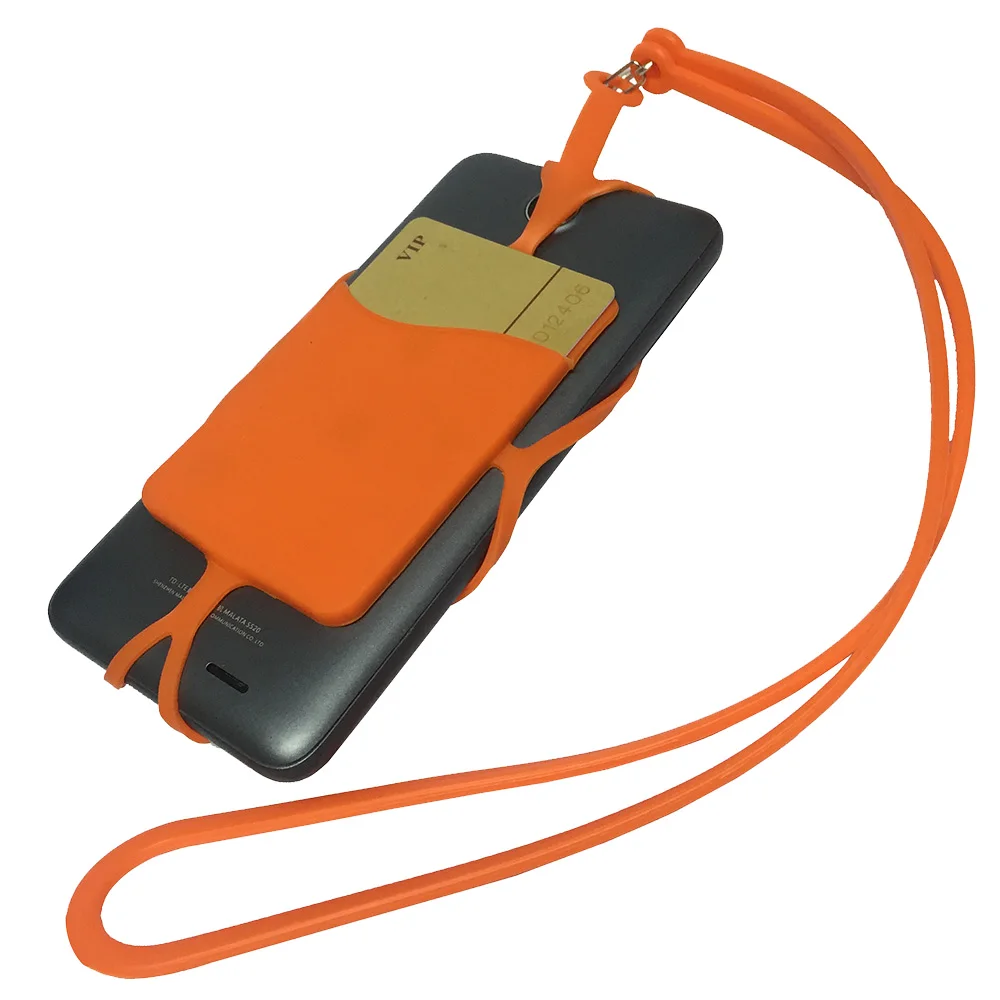 

For Gome U7 Silicone Case Universal Soft Rubber Neck Sling Strap Card Holder Pouch Phone Cover For Gome K1 / S1 / Fenmmy Note