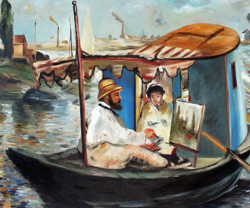 AHOMY Claude Monet Art Oil Paintings Fishing Boat Messenger Bag Small Travel School Sling Bag Crossbody Bag