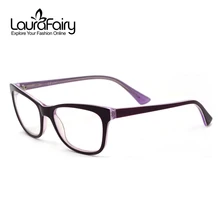 Лаура Фея Мода Стиль очки с дизайном «кошачие глаза» рамка Фиолетовый Цвет Блок элегантные ацетатные оптические очки рамки для женщин LF078