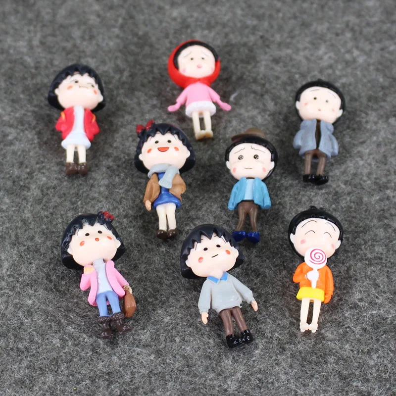 8 шт./лот 4 5 см Chibi Maruko Chan/сувенир смола мультфильм миниатюрные Фигурки игрушки для