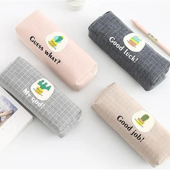 

8pcs/lot Novelty plaid series Pencil bags Kawaii Cactus stationery storage pen & pencils bag Office School supplies (tt-2958)