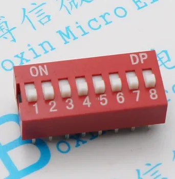 

50pcs/lot Red 8 bit 2.54 straight 8P dial code switch 8 bit out of code switch foot from 2.54MM flat dial toggle switch