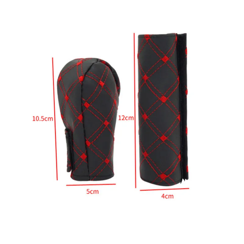 2Pcs/Set Universal Car artificial leather Shift Knob Cover Gear Shift Hand Brake Covers Case