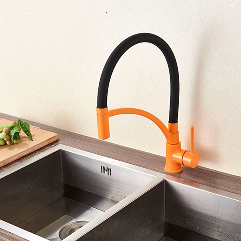 

Fashion Style Multi-color Kitchen Faucet Cold and hot water taps Orange 360 Rotation