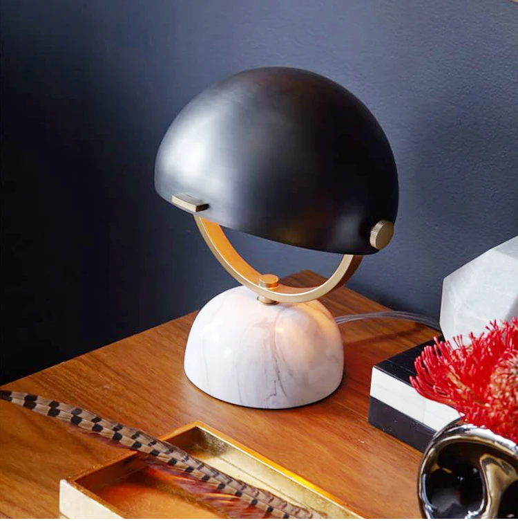Простая Современная настольная лампа с мраморной подставкой, черная креативная дизайнерская прикроватная лампа для спальни, черная Маленькая настольная лампа, Настольный светильник ZA81467