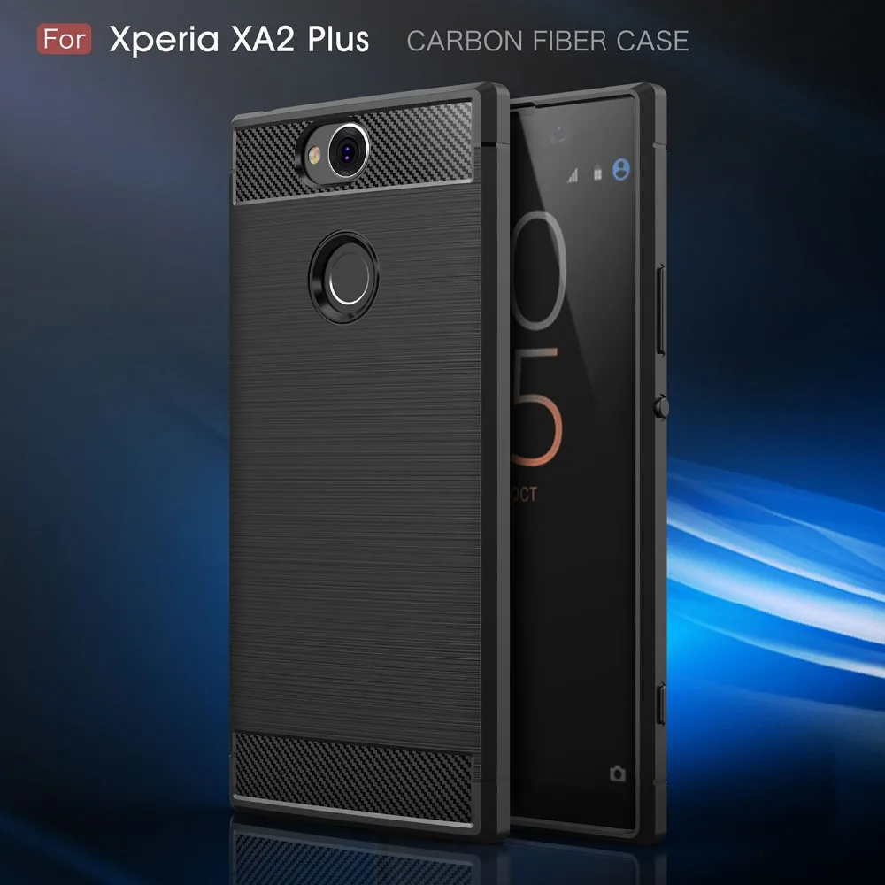 

For Sony Xperia XA2 Plus Case Carbon Fiber Luxury Soft TPU ShockProof Silicone Full Protector For Sony XA2 Plus Back Cover Coque