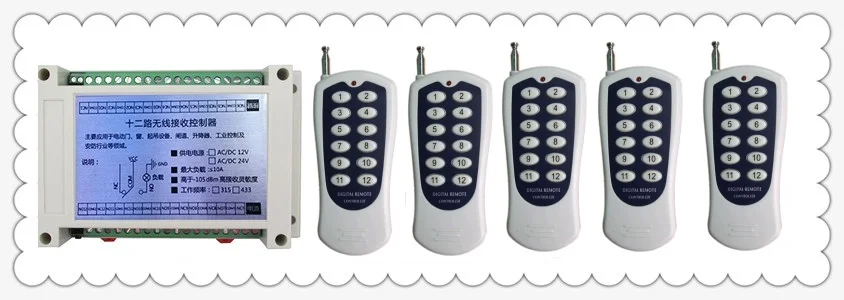 DC12V 12CH 10A RF Wireless Remote Control Switch System Transmitter+Receiver315/433 MHZ /lamp/ window/Garage Doors/Smart home