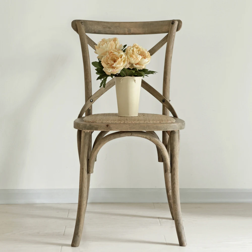 Американский кантри стул в стиле ретро бревна старый стул спинка деревянный крест французский кафе Лофт спинка вилка сиденье
