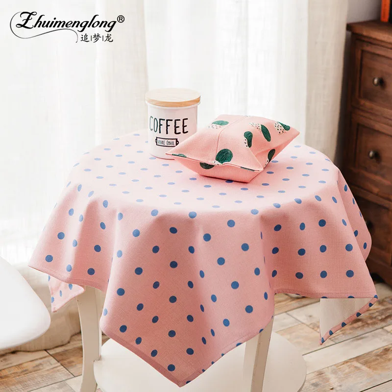 Dinner Tablecloths Fabric Art Tablecloth Modern Pastoral Dot Plaid