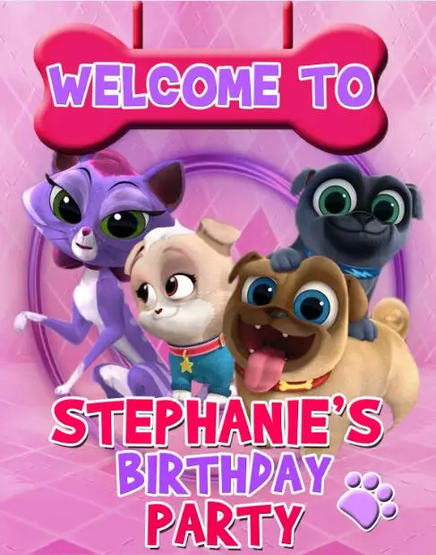 

Custom Puppy Dog Pals Bone Happy Birthday background High quality Computer print party photo backdrop