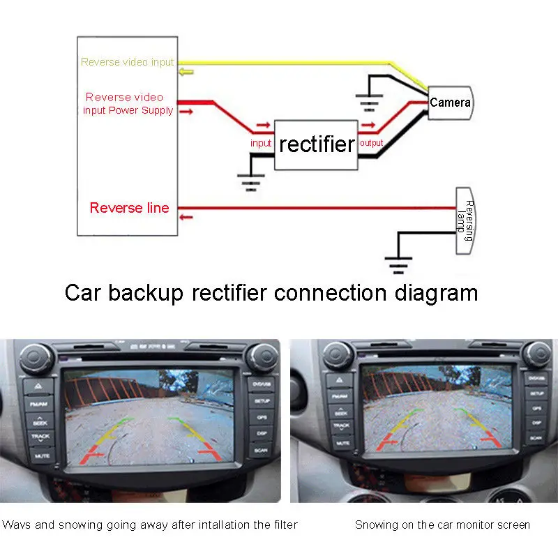 Car Rear View Rectifier 12V DC Power Relay Capacitor Filter Connector  for Backup Camera Rectifier Auto Car Camera Filter