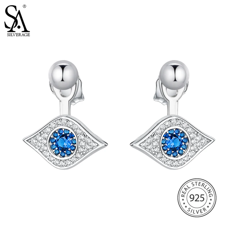 SA SILVERAGE Real 925 Sterling Silver Stud Earrings For Women Fine 