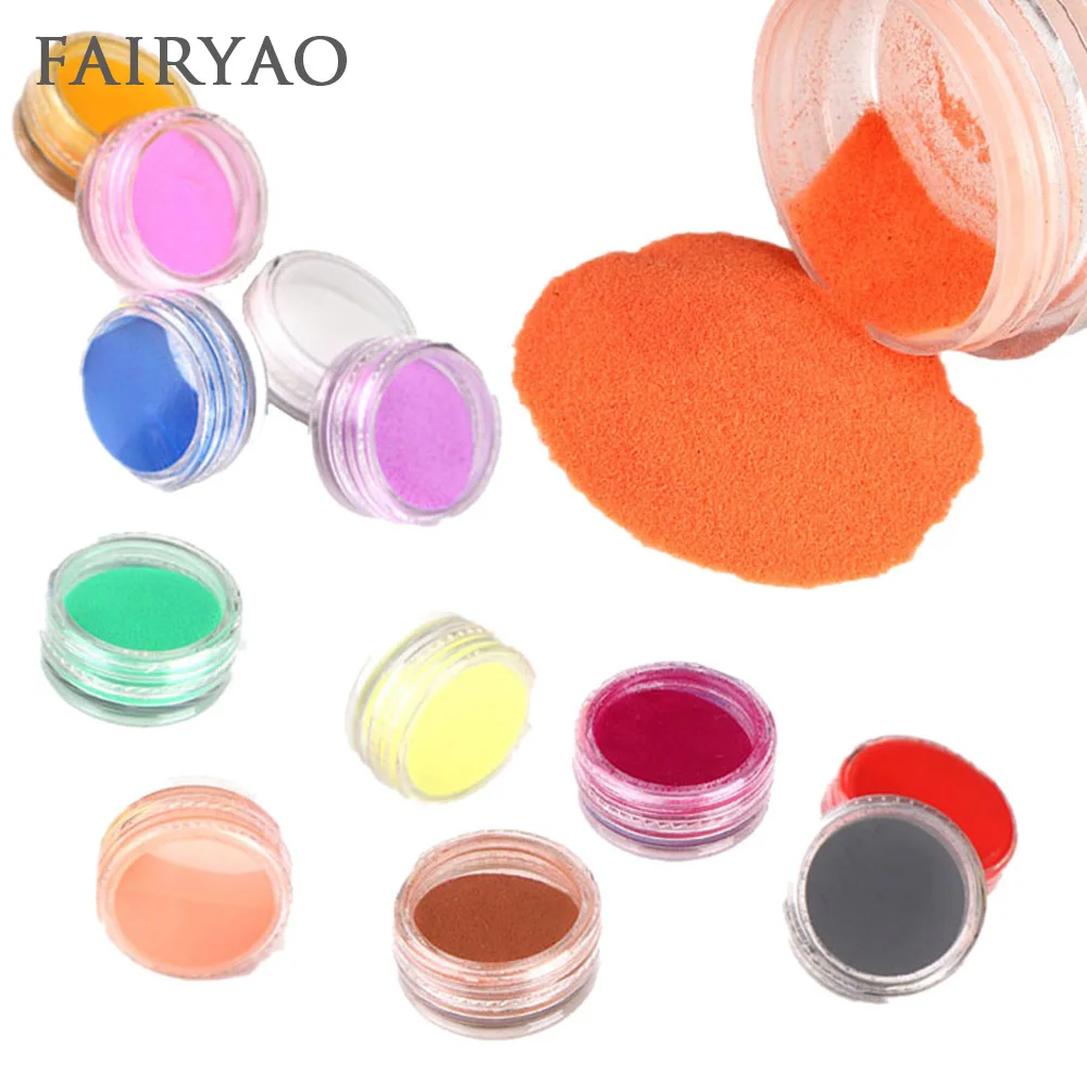 

FAIRYAO 12 Colors Acrylic Powder Dust UV Gel Design 3D Tips Decoration Manicure Nail Art DIY holographic Neon Decor Nail Salon