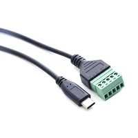 نوع C USB ذكر إلى 5 دبوس برغي موصل مع درع محطة محول القابس كابل