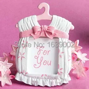

Best selling Cute Pink Girl and blue boy Skirt Photo Frame place cards holder Baby Shower Favors 20 pcs Free Shipping