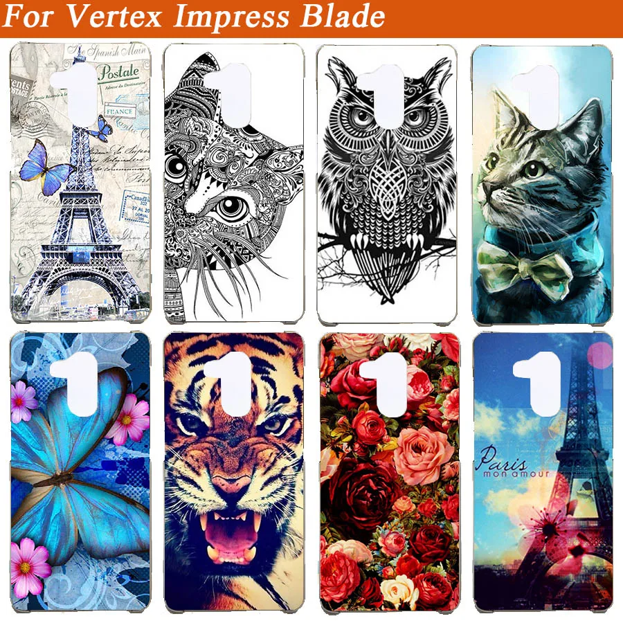 

Soft Cases For Vertex Impress Blade Case Silicon Tiger Owl Eiffel Tower Painted Back Cover For Vertex Impress Blade Fundas Capa