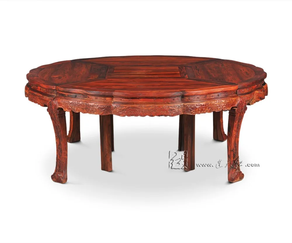 2.1*0.8M Big Round Table Annatto Solid Wood Dinging Room Furniture Rosewood Chinese Classical Antique restaurant 10 person desk