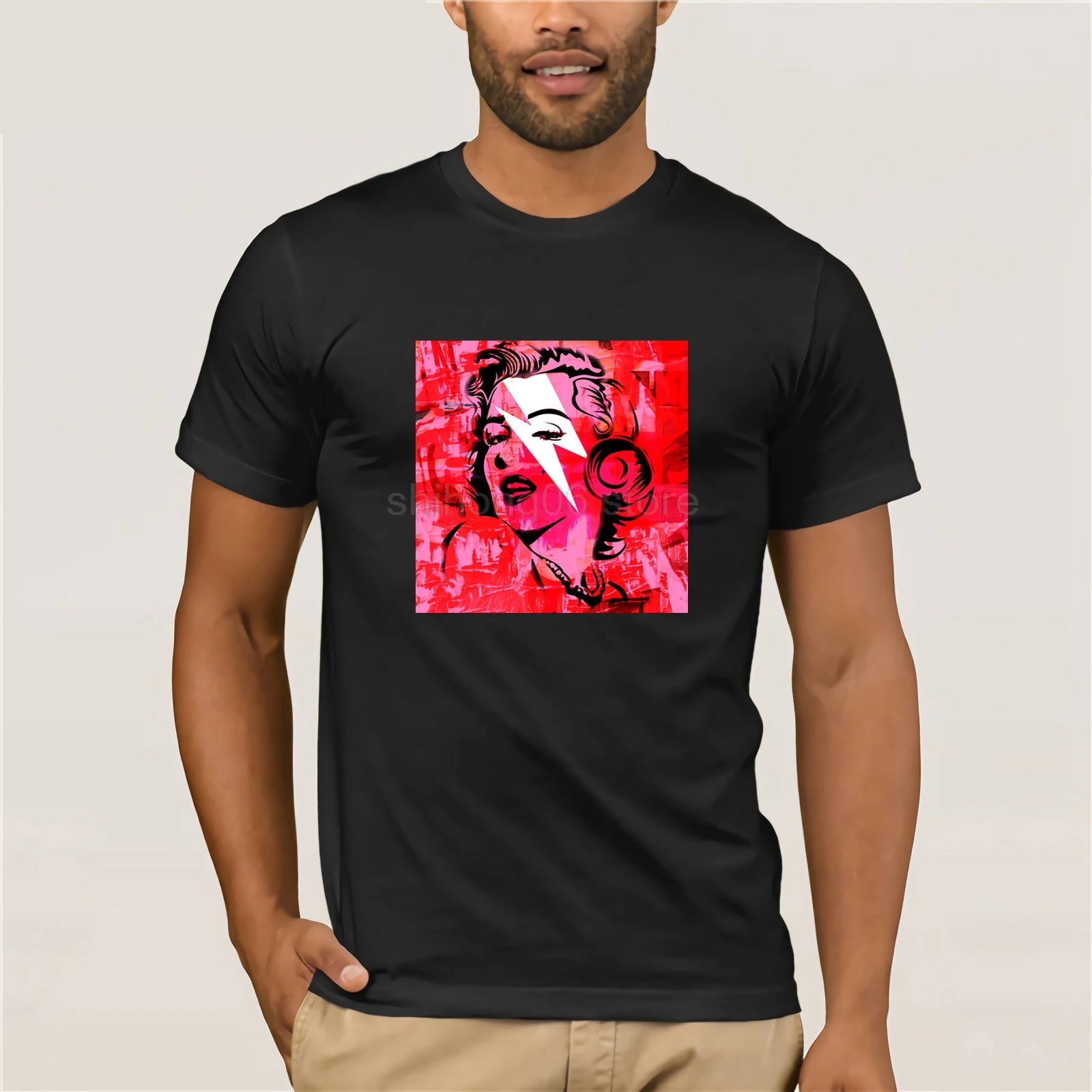 

Pink Marilyn Monroe T-Shirt 2019 round neck T-shirt men's summer men's short T-shirt