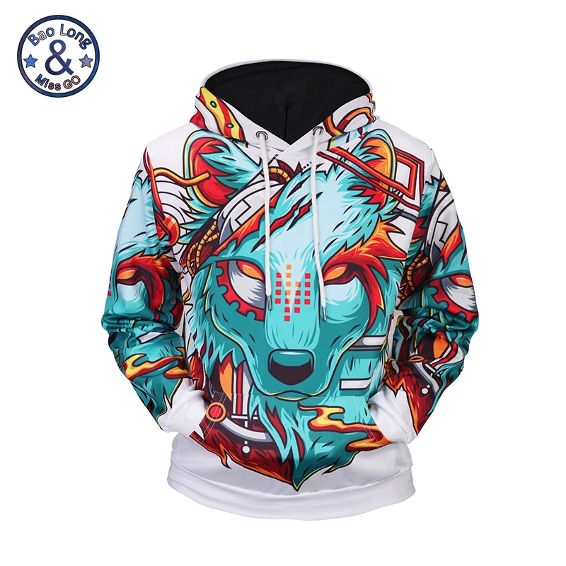 Толстовка с капюшоном для мужчин 3D изображением животных волка панды galaxy|mens hooded