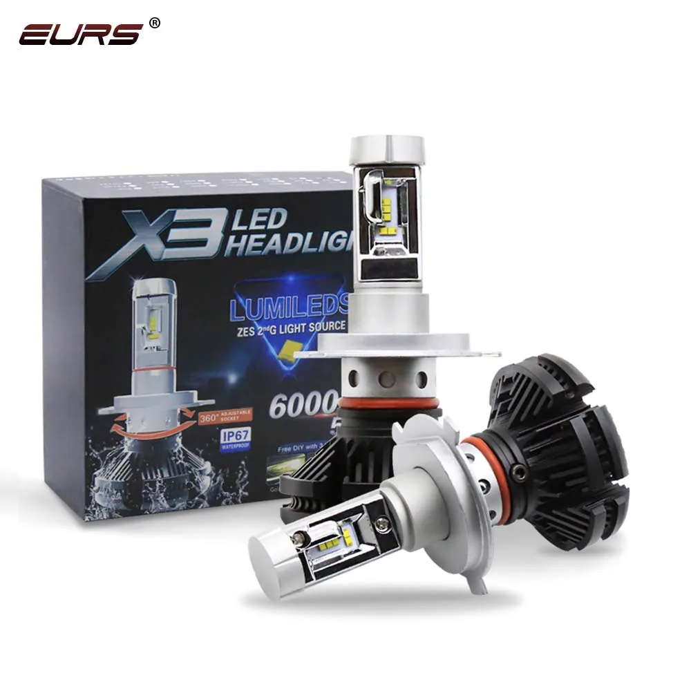 

EURS Car Headlight H7 LED H4 LED H1 H11 H3 H13 H27 880 9006 9007 3000K 6500K 8000K 50W Auto Headlamp ZES Fog Light Bulb X3