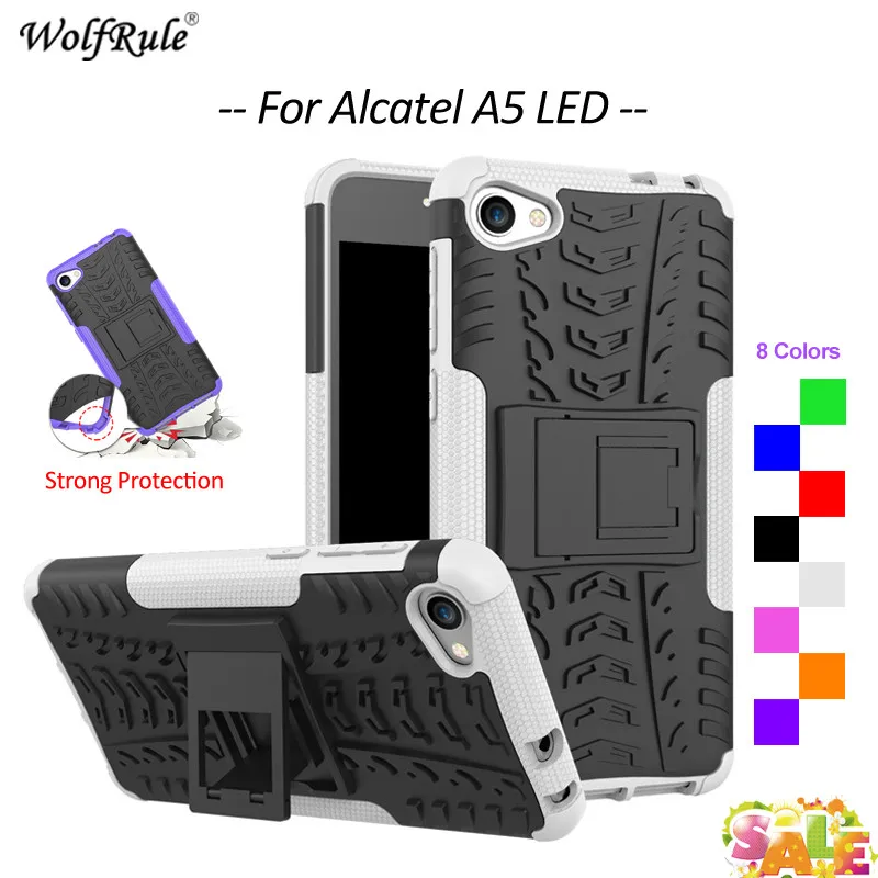 Для крышки Alcatel A5 LED чехол WolfRule TPU и PC держатель Броня бампер для телефона Крышка