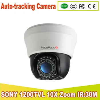 

Auto Tracking 10X Optical Zoom Mini CCTV Analog CVBS Camera 1200TVL IR 30M