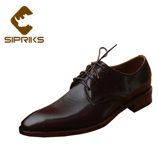 Sipriks Luxury Calf Leather Derby Shoes For Men Pointed Toe Dress Sipriks Luxury Calf Leather Derby Shoes For Men Pointed Toe Dress Boss Business Office