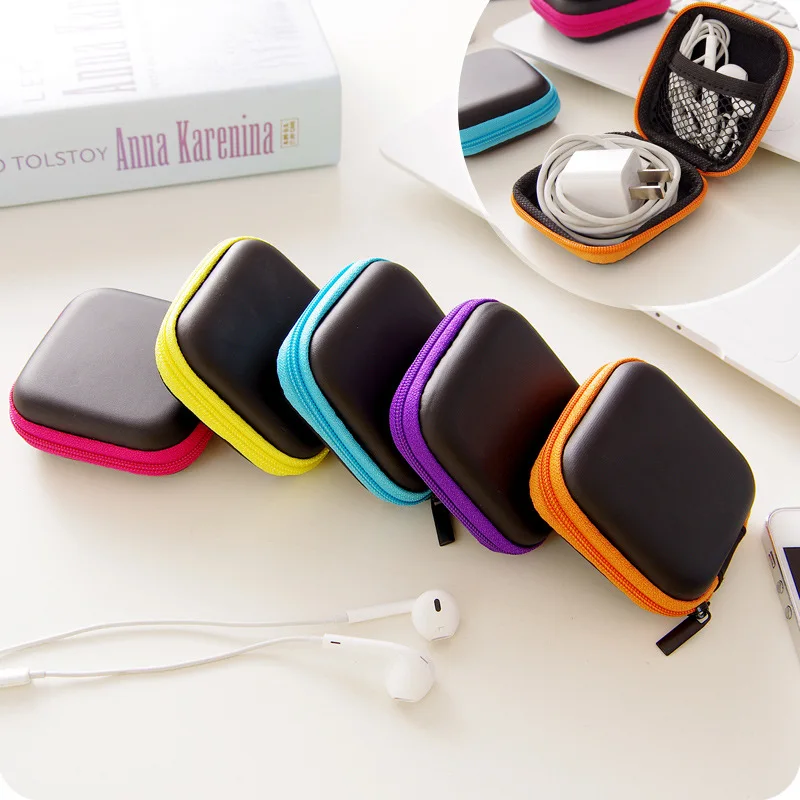 Mobile phone charger data line package mini portable anti pressure square headset box Udisk USB Memory card pack family Travel