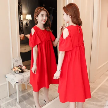 

2019 summer new Korean fashion loose strapless dress pregnant women dress pregnancy skirt