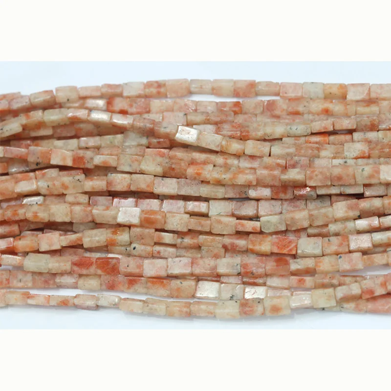 

Natural Africa Pink Orange Sunstone Square Rectangle Shape Loose Stone Beads Fit Jewelry DIY Necklaces or Bracelets 15" 03770