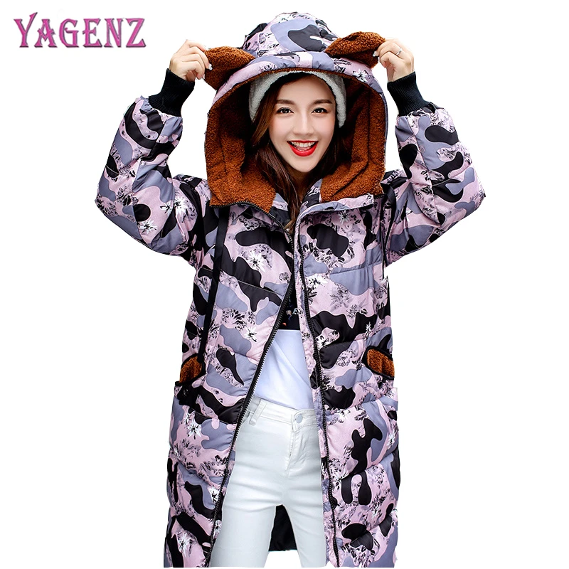 

Winter Women Camouflage Cotton Jacket 2018 High-Quality Long Section Thicken Loose Warm Hooded Plus Size Women Cotton Jacket