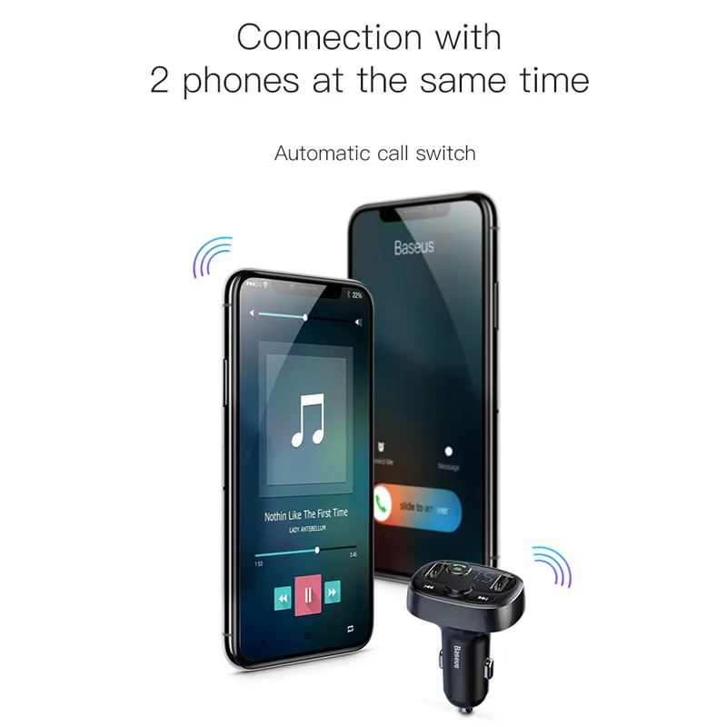 Baseus автомобильное Bluetooth беспроводное зарядное устройство fm передатчик Handsfree