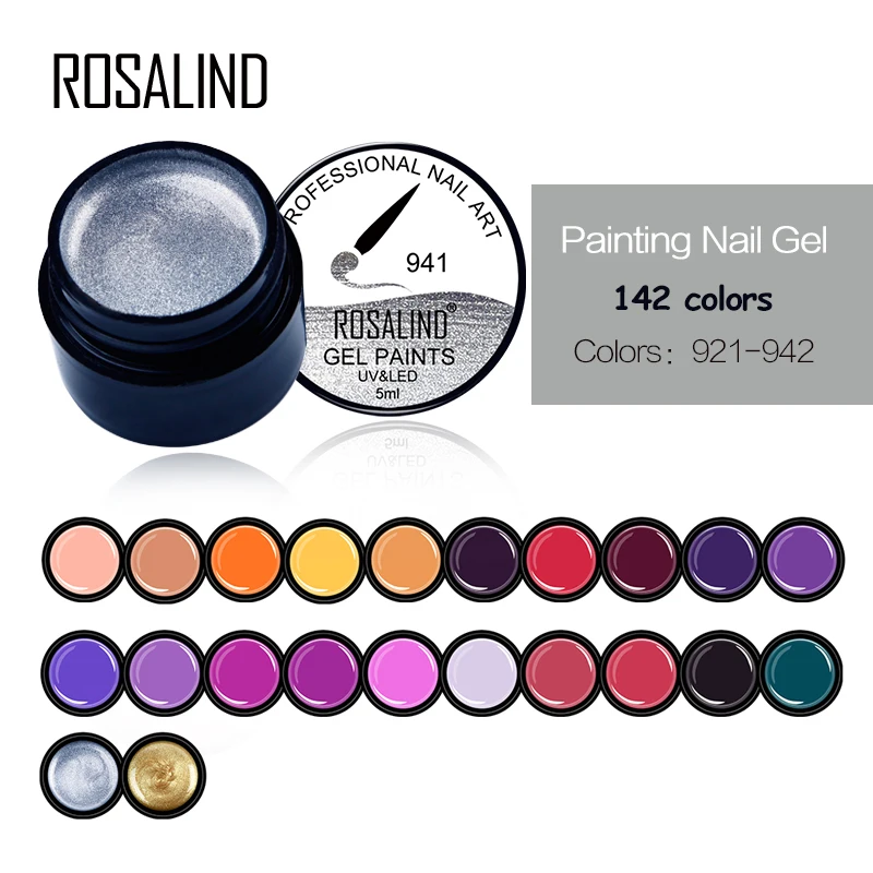

Rosalind Brand 2018 New Nail Art 5ml Soak Off LED UV Professional Shimmer Gold Silver Color Gel Nail Print Polish
