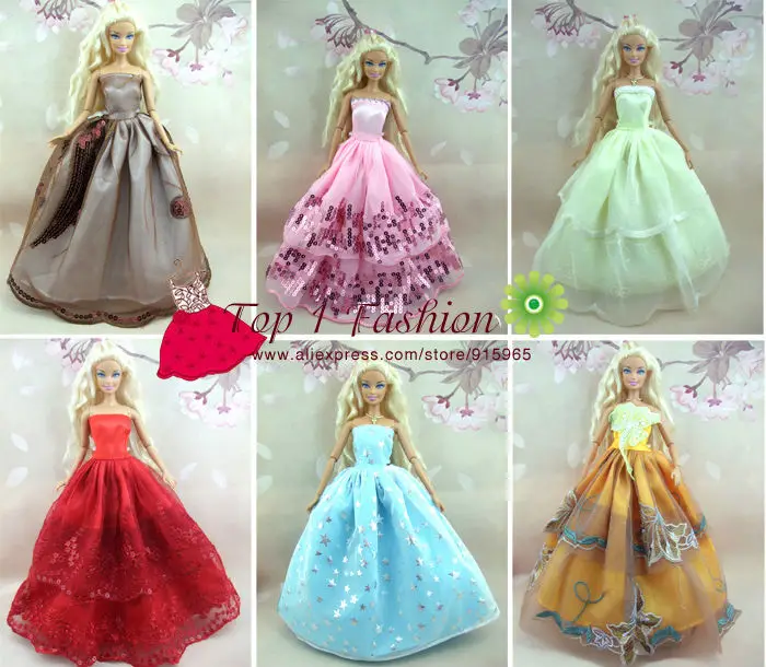 Подарок на день рождения для маленьких девочек; 5 шт.; платье для кукол; свадебное платье невесты; платье для куклы Барби