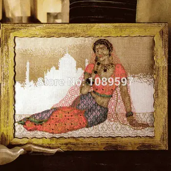 

Fishxx Cross Stitch,Col173-5 portrait [Indian bride] India water-soluble printing,100% accurate pattern,11CT,Need to embroidery