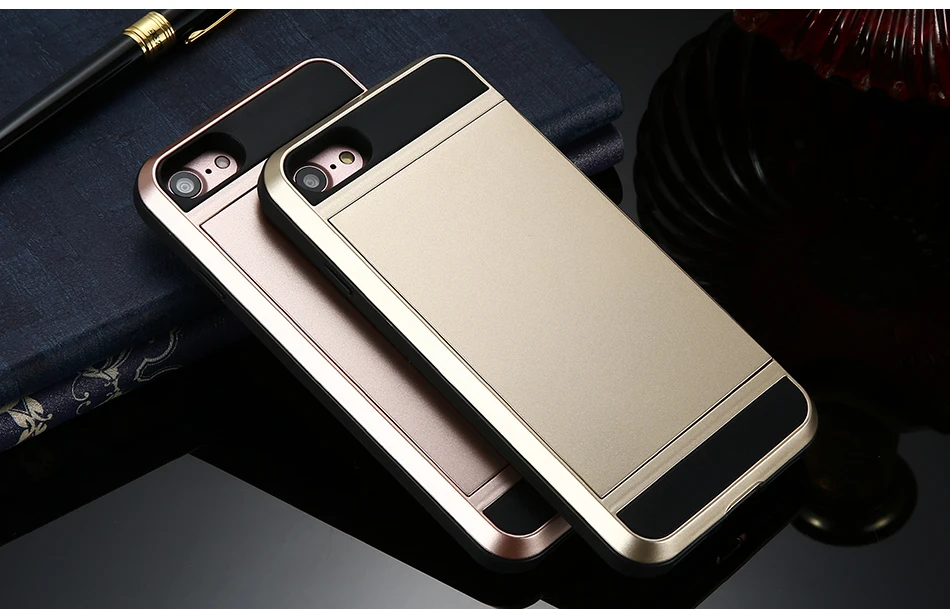 MR.YI Armor Case For iPhone 7 6 6S Plus 5 5S SE 5C Back Cover Slide Hidden Card Holder Phone Case For iPhone 5 6 6S 7 Plus Cover (12)