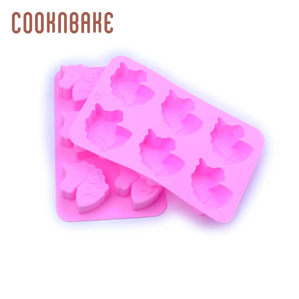 COOKNBAKE силиконовая форма для выпечки кондитерских изделий Единорог хлеб для пудинга и желе лоток для льда силиконовая форма для мыла Свеча 6 отверстий гипсовый инструмент